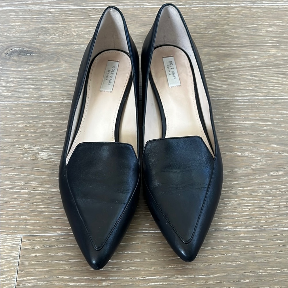 Cole Haan Black Pointed Leather Flats